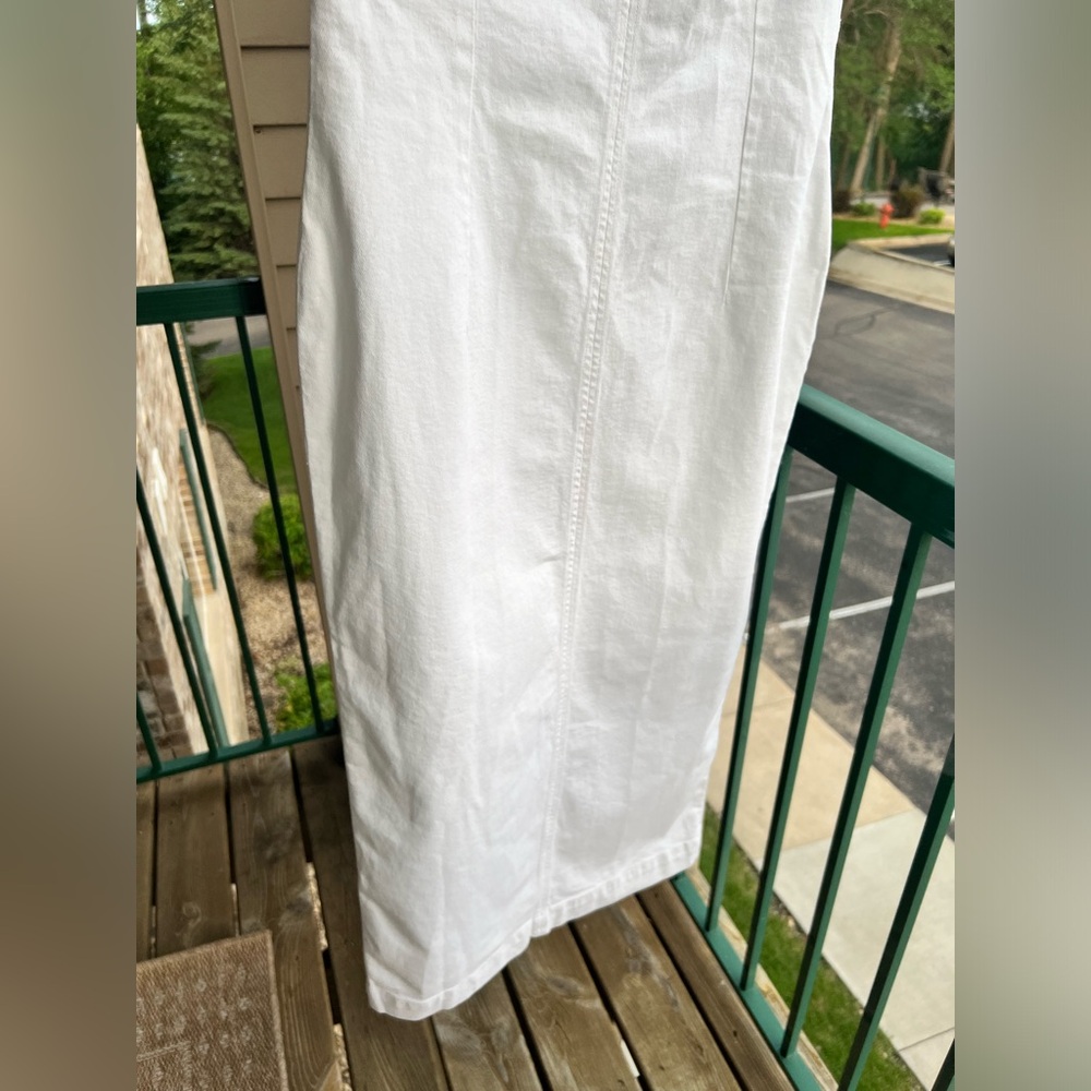 ๐ DL1961 White Denim Sleeveless Stretch Cotton Midi Dress Size L Elegant Summer - Picture 9 of 17